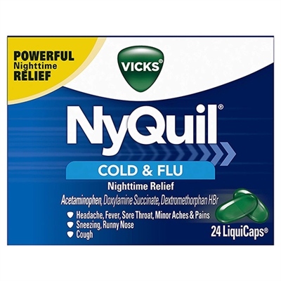 Vicks NyQuil Cold & Flu Nighttime Relief 24 LiquiCaps