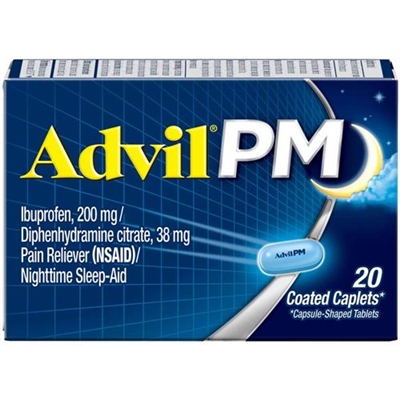 Advil PM Pain Reliever Nighttime Sleep Aid 20 Coated Caplets