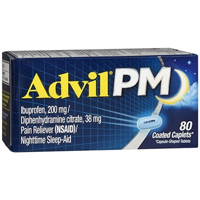 Advil PM Pain Reliever Nighttime SleepAid 80 Coated Caplets