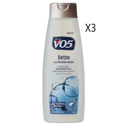VO5 Detox With Micellar Water Shampoo 12.5oz / 370ml 3 Packs