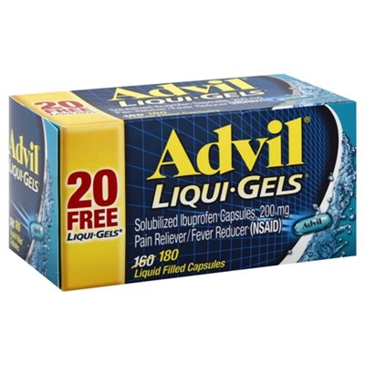 Advil Liqui Gels Pain Reliever Fever Reducer 180 Liquid Filled Capsules