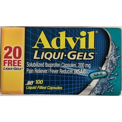 Advil Liqui Gels Pain Reliever Fever Reducer 100 Liquid Filled Capsules