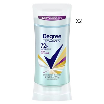 Degree Advanced 72 Hour Motionsense Deodorant Sexy Intrigue 2.6oz / 74g 2 Packs
