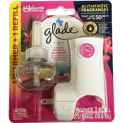 Glade Plugins Scented Oil Exotic Tropical Blossoms 1 Warmer + 1 Refill 0.67oz / 19.8ml