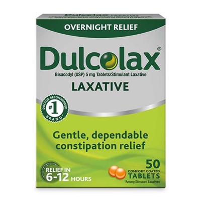 Dulcolax Laxative Overnight Relief 50 Comfort Coated Tablets
