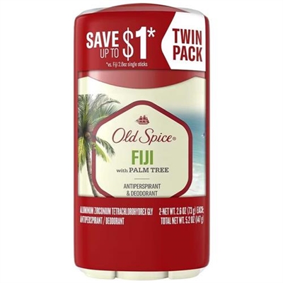 Old Spice Fiji With Palm Tree Antiperspirant and Deodorant 2.6oz / 73g 2 Packs