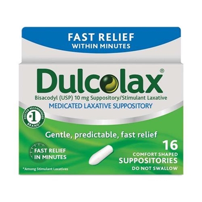 Dulcolax Medicated Laxative Suppository 16 Comfort Shaped Suppositories