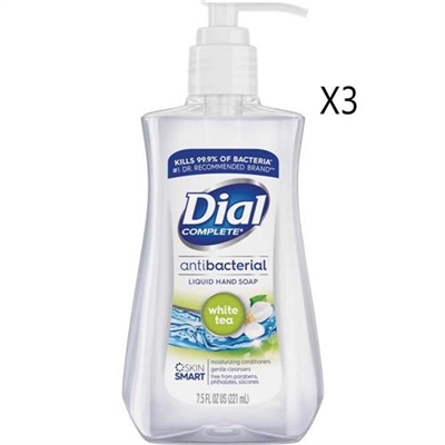Dial Complete Liquid Antibacterial Hand Soap White Tea 7.5oz / 221ml 3 Packs