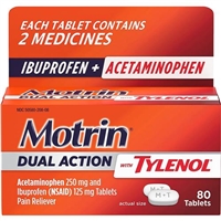 Motrin Dual Action With Tylenol Pain Reliever 80 Tablets