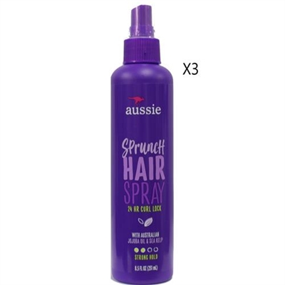 Aussie Sprunch Hair Spray 24HR Curl Lock 8.5oz / 251ml 3 Packs