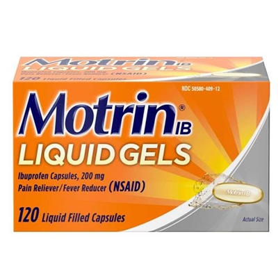 Motrin IB Liquid Gels Pain Reliever Fever Reducer 120 Liquid Filled Capsules