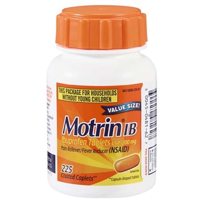 Motrin IB Ibuprofen Tablets Pain Reliever Fever Reducer 225 Coated Tablets