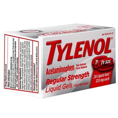 Tylenol Regular Strength Liquid Gels Pain Reliever Fever Reducer 20 Liquid Gels