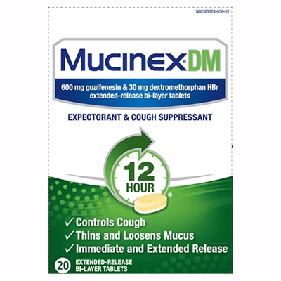 Mucinex DM 12HR Expectorant  Cough Suppressant 20 BiLayer Tablets
