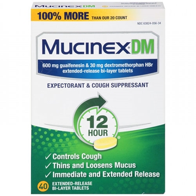 Mucinex DM 12HR Expectorant  Cough Suppressant 40 Tablets