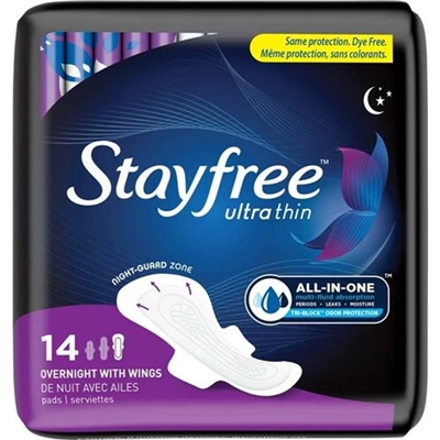 Stayfree Ultra Thin Overnight Pads with Wings 14 Count