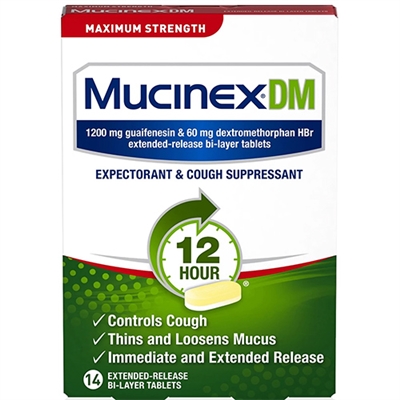 Mucinex DM 12 Hour Expectorant  Cough Suppressant 14 BiLayer Tablets