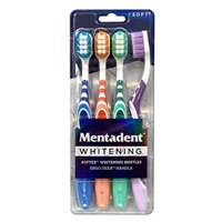 Mentadent Whitening Softex Whitening Bristles Soft Toothbrushes 4 Count