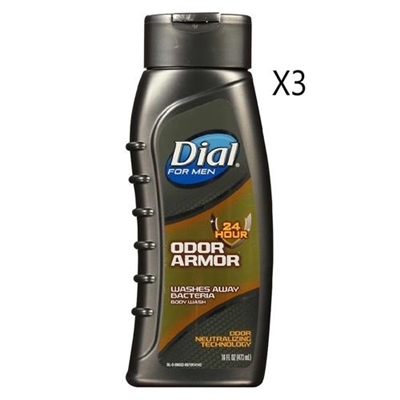Dial For Men 24 Hour Odor Armor Body Wash 3 Packs