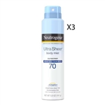 Neutrogena Ultra Sheer Body Mist SPF 70 5oz /141g 3 Packs