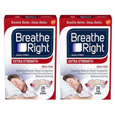 Breathe Right Extra Strength 26 Tan Strips 2 Packs