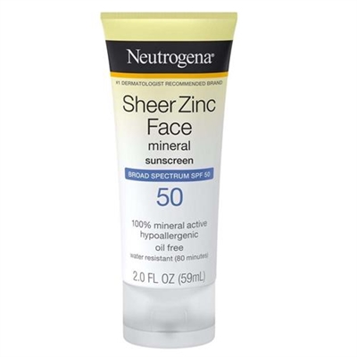 Neutrogena Sheer Zinc Face Mineral Sunscreen SPF 50 2oz / 59ml