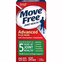 Schiff Move Free Joint Health Advanced Plus MSM With Glucosamine + Chondroitin 120 Coated Tablets