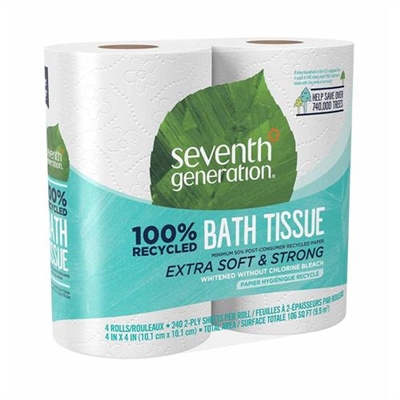 Seventh Generation 100% Recycled Bath Tissue 4 Rolls 240 2 Ply Sheets