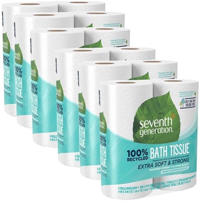 Seventh Generation 100% Recycled Bath Tissue 4 Rolls 240 2 Ply Sheets 6 Packs