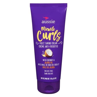 Aussie Miracle Curls Frizz Taming Cream With Coconut and Jojoba Oil 6.8oz / 193g