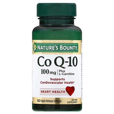 Natures Bounty Co Q10 Plus L Carnitine 100mg 60 Rapid Release Softgels