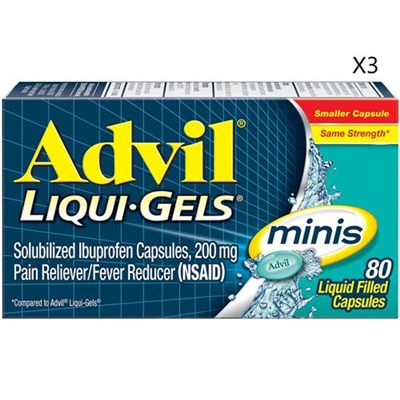 Advil Liqui Gels Minis Pain Reliever 80 Liquid Filled Capsules 3 Packs