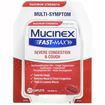 Mucinex FastMax Severe Congestion  Cough 20 Caplets