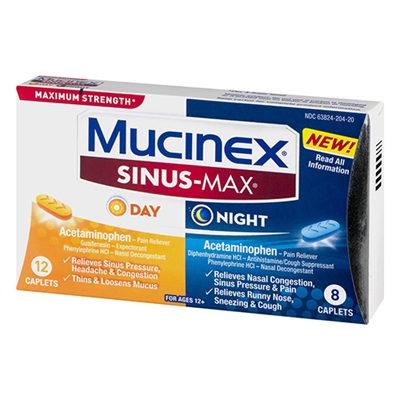 Mucinex Sinus-Max Maximum Strength Day & Night 20 Caplets
