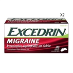 Excedrin Migraine Pain Reliever 100 Caplets 2 Packs