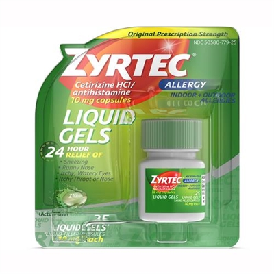 Zyrtec Allergy 24 Hour Relief Indoor  Outdoor Allergies 25 Liquid Gels