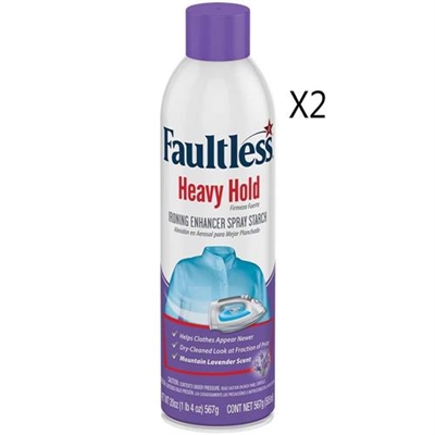Faultless Heavy Hold Ironing Enhancer Spray Starch Mountain Lavender Scent 20oz / 567g 2 Packs