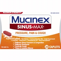 Mucinex Maximum Strength SinusMax Pressure, Pain  Cough 20 Caplets