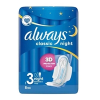 Always Classic Night 3D Protection 3 Night 8 Pads