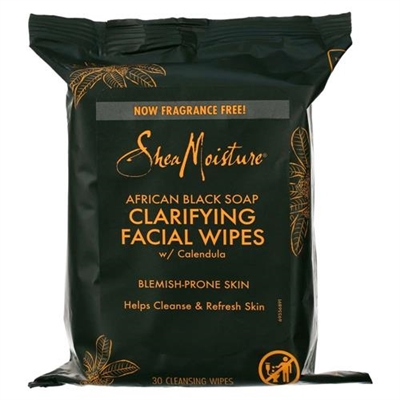 Shea Moisture African Black Soap Clarifying Facial Wipes with Calendula 30 Cleansing Wipes