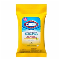 Clorox Disinfecting Wipes To Go Pack Crisp Lemon 9 Wet Wipes 2.1oz / 58g