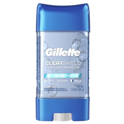 Gillette Clear Shield 72HR Clear Gel Antiperspirant Deodorant Arctic Ice 3.8z / 107g