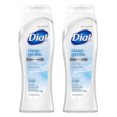 Dial Clean And Gentle Hypoallergenic Body Wash Fragrance Free 21oz / 621ml 2 Packs