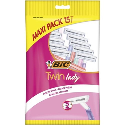 BIC Twin Lady Womens Disposable Razors Maxi Pack 15 Count