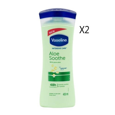 Vaseline Intensive Care Aloe Soothe With Pure Aloe Body Lotion 400ml 2 Packs