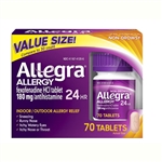 Allegra Allergy NonDrowsy 24HR Indoor/Outdoor Allergy Relief 70 Tablets