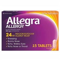 Allegra Allergy 24 HR Indoor Outdoor Allergies 15 Tablets