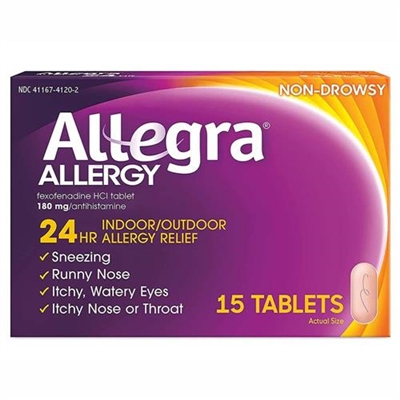 Allegra Allergy 24 HR Indoor Outdoor Allergies 15 Tablets