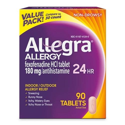 Allegra Allergy 24 HR Indoor Outdoor Allergies 90 Tablets