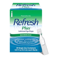 Refresh Plus Lubricant Eye Drops 30 Single Use Containers 0.01oz / 0.4ml